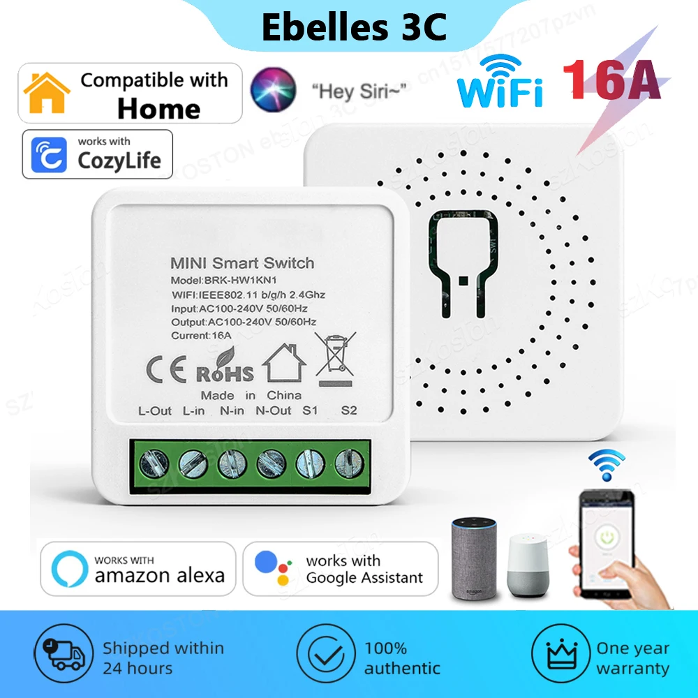 16A Homekit Wifi Smart Switch 2-полосный Переключатель Управления Mini Smart Breaker Relay Голосовое Управление Работа с Alexa Google Siri Cozylife Изображение 0