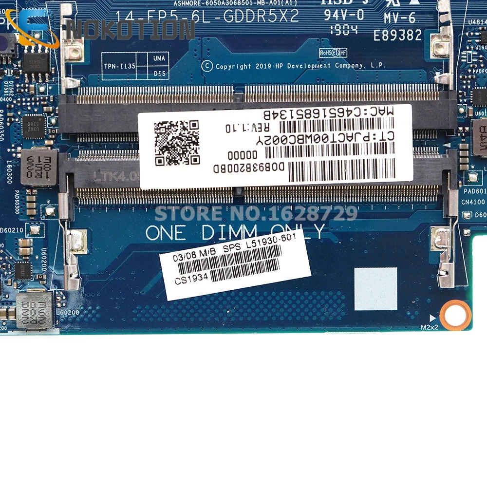 NOKOTION L51930-601 L51930-001 6050A3068501-MB-A01 для HP 14-DK 14Z-DK Материнская плата ноутбука R3 3200 CPU 530 2GB GPU Изображение 2