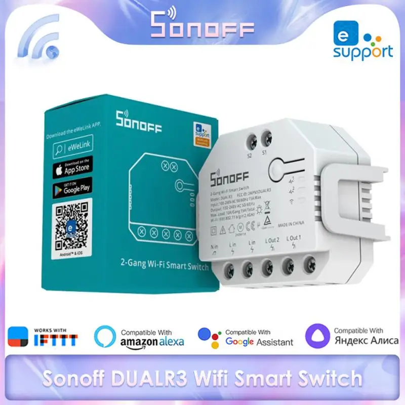 SONOFF DUALR3 Wifi Smart Switch 2-Полосное Управление Двойной Релейный Модуль Учета Мощности, Умный Дом Для Ewelink Alice Alexa Google Home Изображение 0