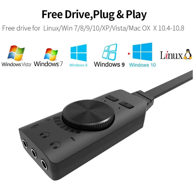 Адаптер виртуальной 7,1-канальной звуковой карты GS3 USB Audio 3,5 мм гарнитура для ноутбука Dropship Изображение 0