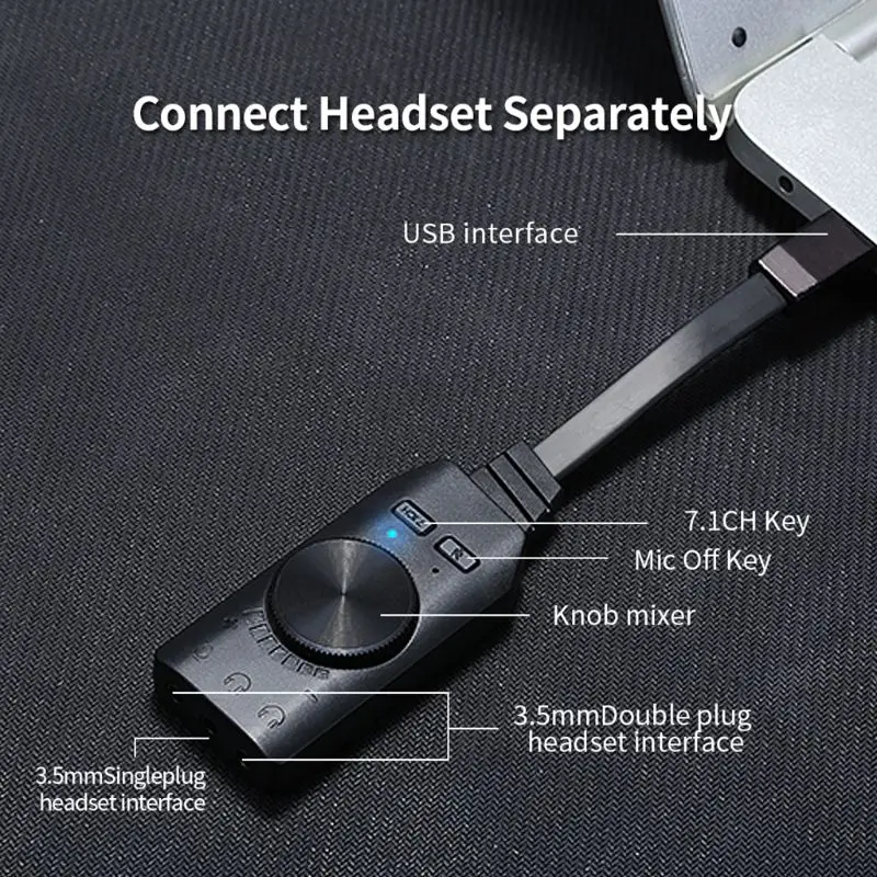 Адаптер виртуальной 7,1-канальной звуковой карты GS3 USB Audio 3,5 мм гарнитура для ноутбука Dropship Изображение 3