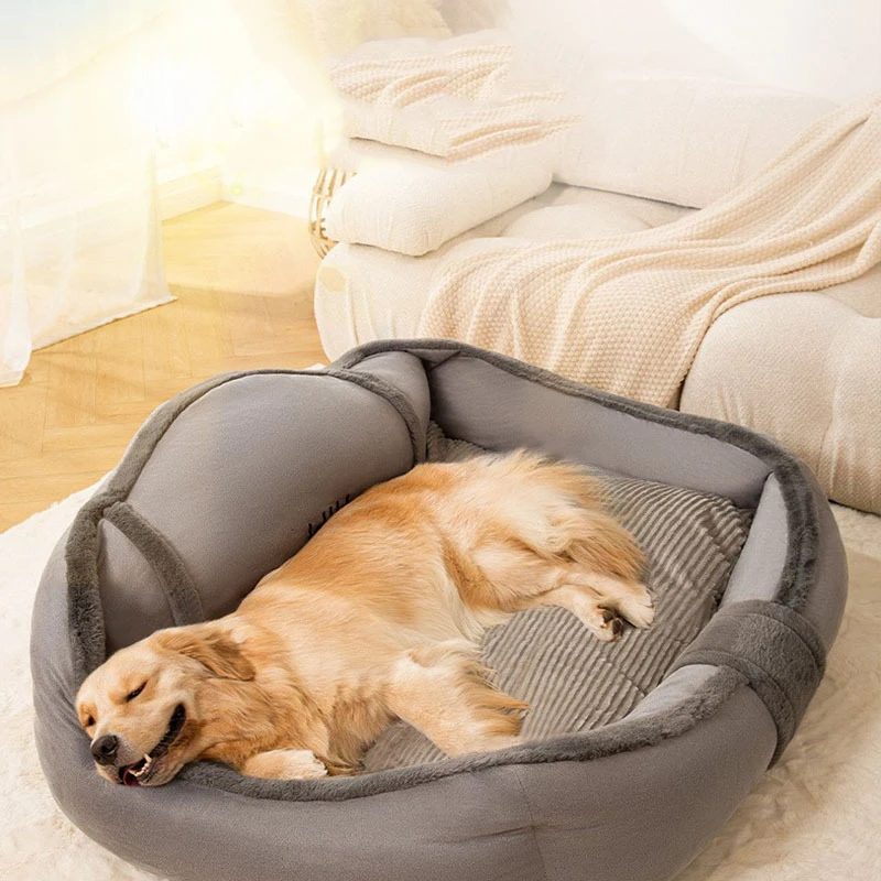 Большая собачья кровать, съемный моющийся диван для домашних животных в питомнике, Плюс бархатная толстая подушка для глубокого сна, Супер мягкий коврик, аксессуары для собак Изображение 2