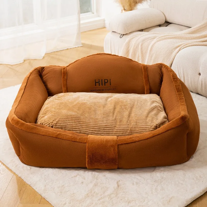 Большая собачья кровать, съемный моющийся диван для домашних животных в питомнике, Плюс бархатная толстая подушка для глубокого сна, Супер мягкий коврик, аксессуары для собак Изображение 3