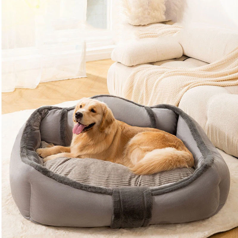 Большая собачья кровать, съемный моющийся диван для домашних животных в питомнике, Плюс бархатная толстая подушка для глубокого сна, Супер мягкий коврик, аксессуары для собак Изображение 5