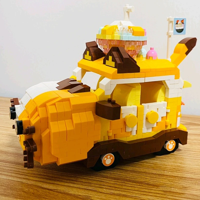 Игрушка для детей Животный мир Мороженое Кошка Автомобиль Грузовик с едой Флаг Транспортное средство 3D Модель DIY Мини Алмазные Блоки Кирпичное Здание Изображение 0