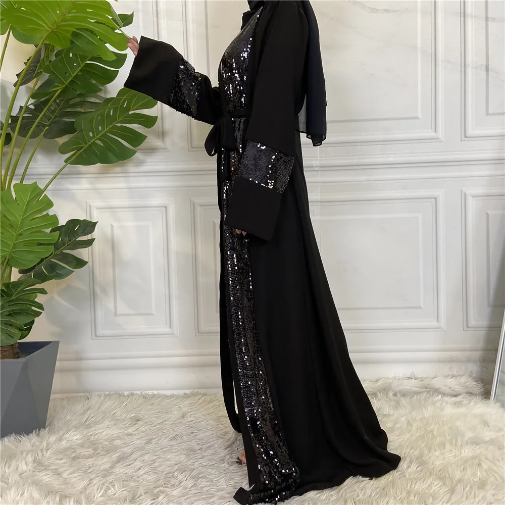 Ид Мубарак Дубай Мусульманская Абайя Для Женщин Скромный Халат Турецкий Кафтан Исламская Одежда Ближневосточное Кимоно Femme Musulmane Изображение 5