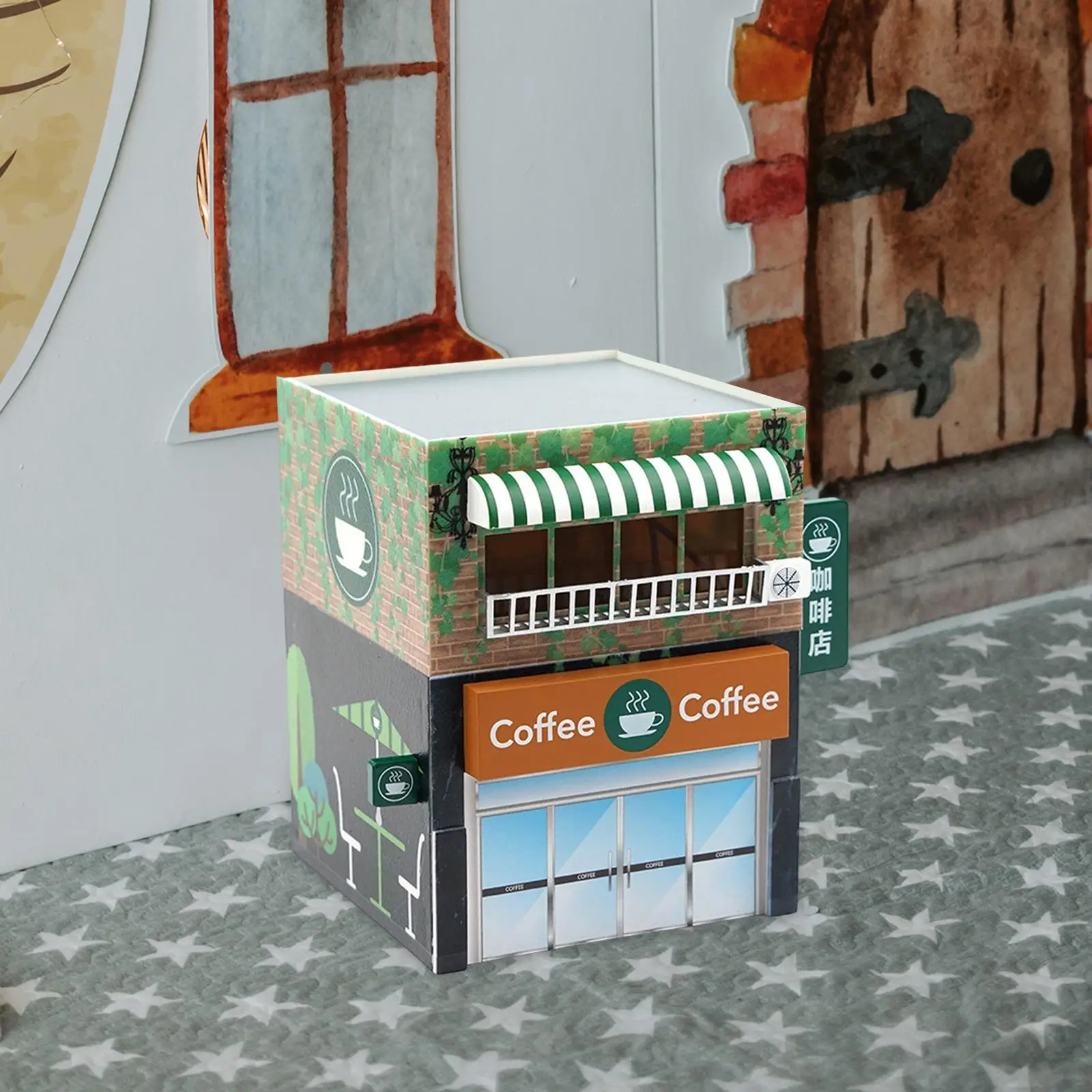 Имитация кафе в масштабе 1: 64 со светодиодной подсветкой, коллекционные подарки, миниатюрная кофейня для уличного строительства, проекты 
