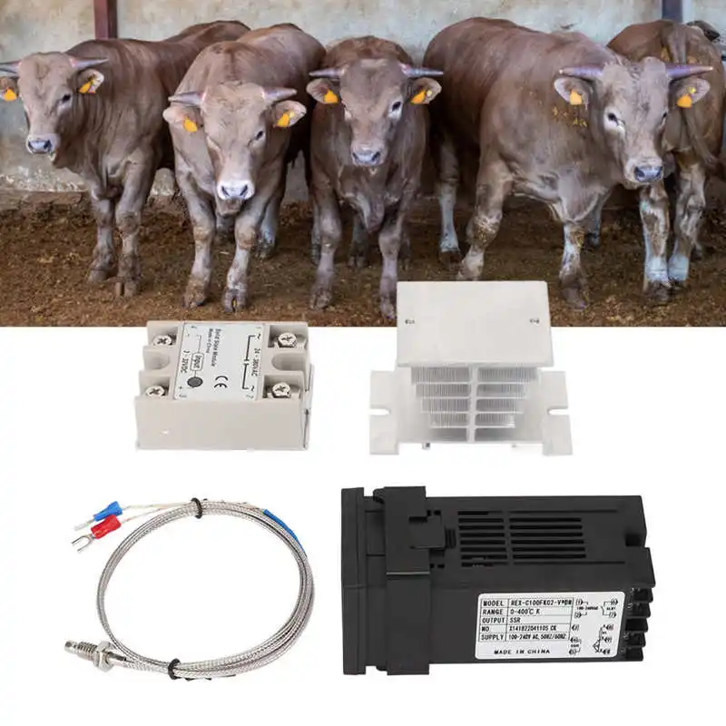 инструменты Набор для контроля температуры на ферме Термостат 100-240 В, термопара типа K, Радиатор и твердотельное реле, инструменты для тиснения Изображение 3