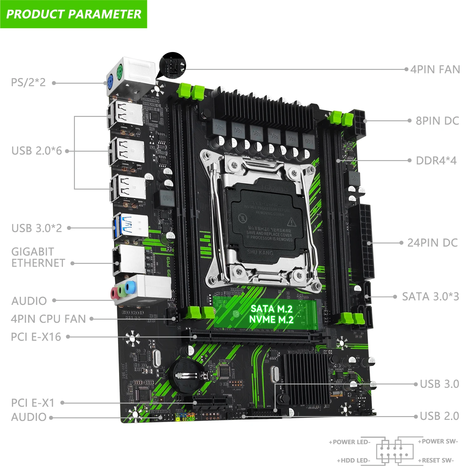 Комплект материнской платы MACHINIST PR9 X99 LGA 2011-3 Kit Xeon E5 2650 V4 CPU С 1x16 = 16 ГБ оперативной Памяти DDR4 ECC SSD NVME M.2 Изображение 1