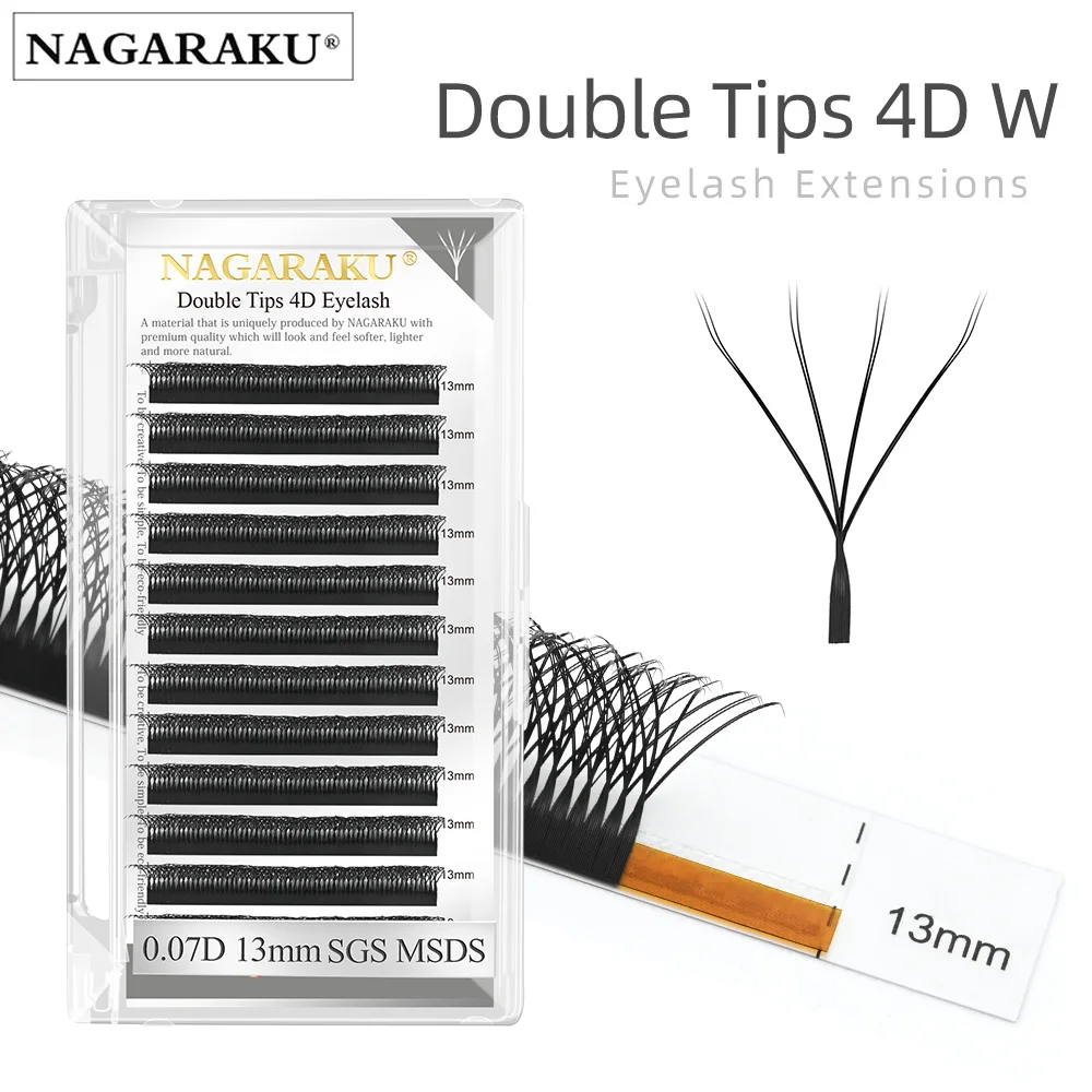 Наращивание Ресниц NAGARAKU Double Tips 4D W-Образной Формы С Разделенным Верхом, 8 Отдельных Переплетенных Ресниц, Густые, Взмахнутые Рукой Изображение 0