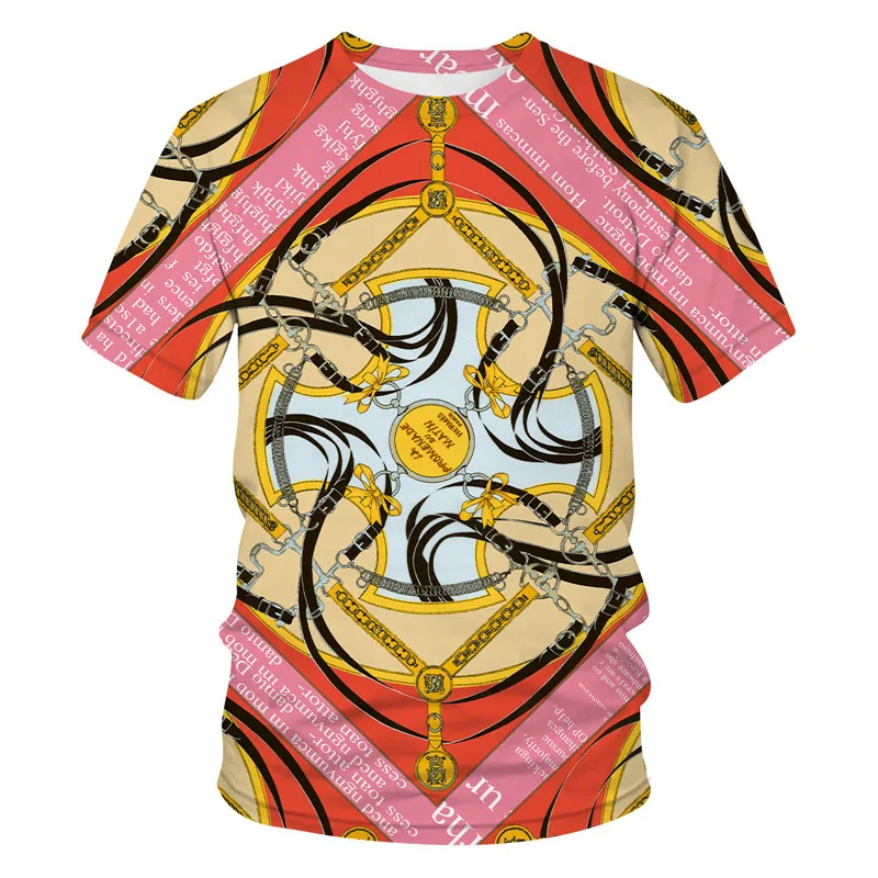 Новая летняя мужская одежда, футболка с круглым вырезом, повседневная уличная одежда с 3D принтом, роскошные винтажные футболки с коротким рукавом Оверсайз Изображение 1