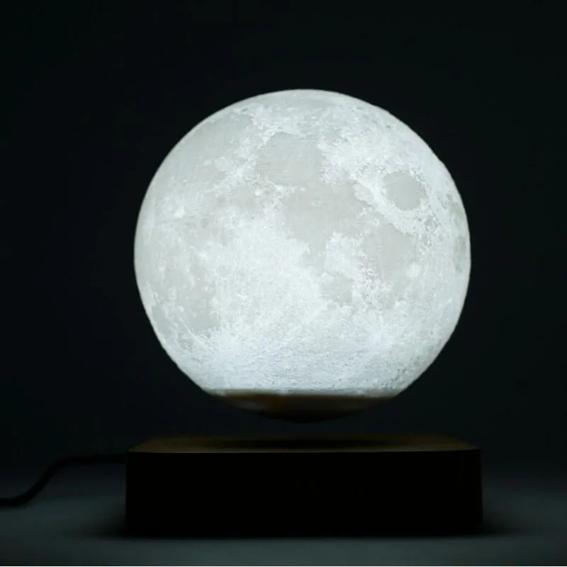 Печатный светодиодный ночник Креативные Сенсорные Лунные лампы с магнитной левитацией, 3 цвета, Вращающаяся Плавающая Атмосферная лампа, подарок Изображение 0