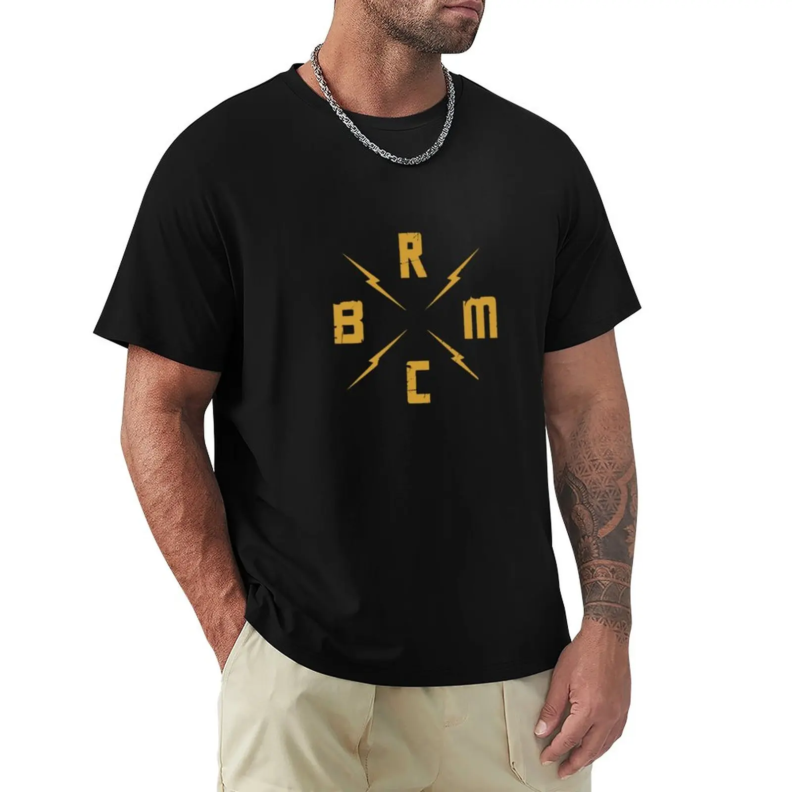 Популярная футболка с логотипом BRMC, футболка с животным принтом, футболки для мальчиков, однотонная футболка, забавная футболка, мужская футболка Изображение 0