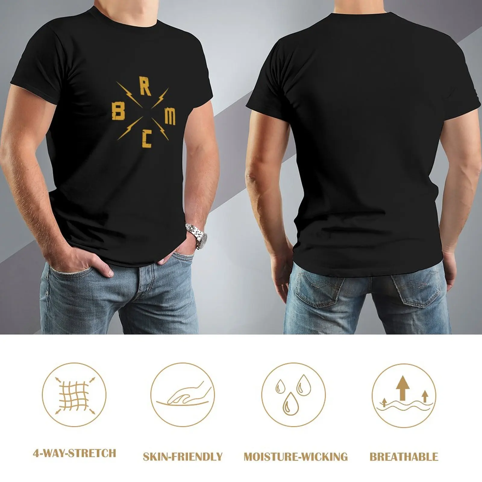 Популярная футболка с логотипом BRMC, футболка с животным принтом, футболки для мальчиков, однотонная футболка, забавная футболка, мужская футболка Изображение 2