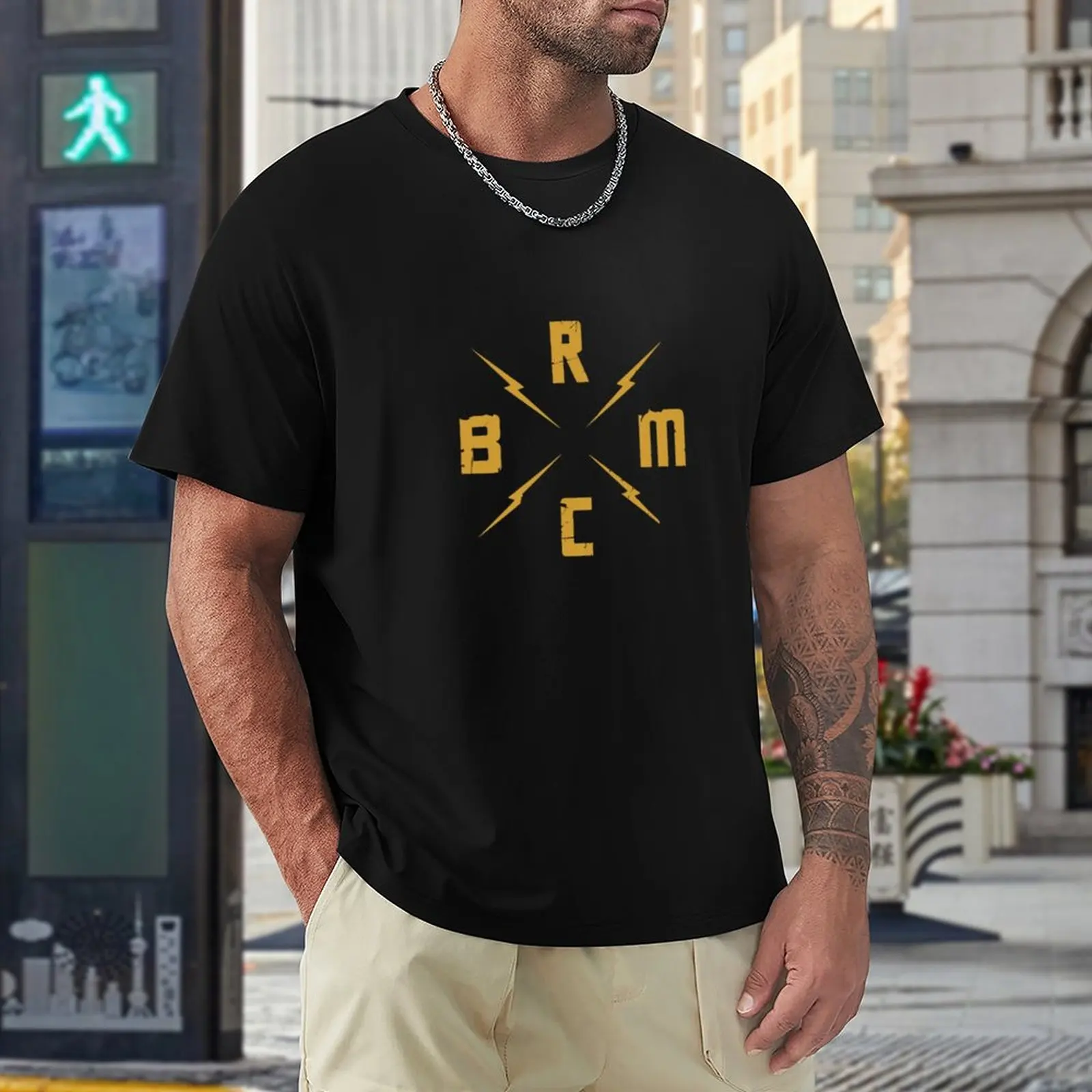 Популярная футболка с логотипом BRMC, футболка с животным принтом, футболки для мальчиков, однотонная футболка, забавная футболка, мужская футболка Изображение 4