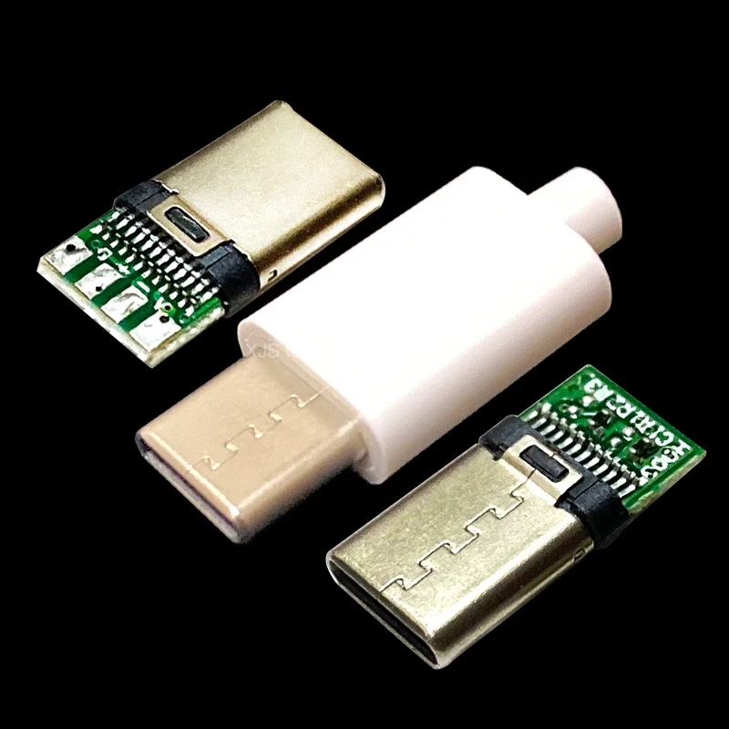 Разъемная головка USB 3.1 TYPE-C 24P с передней и задней вставками на печатной плате, быстрозаряжаемая головка, растягивающийся корпус, четыре паяных соединения Изображение 2