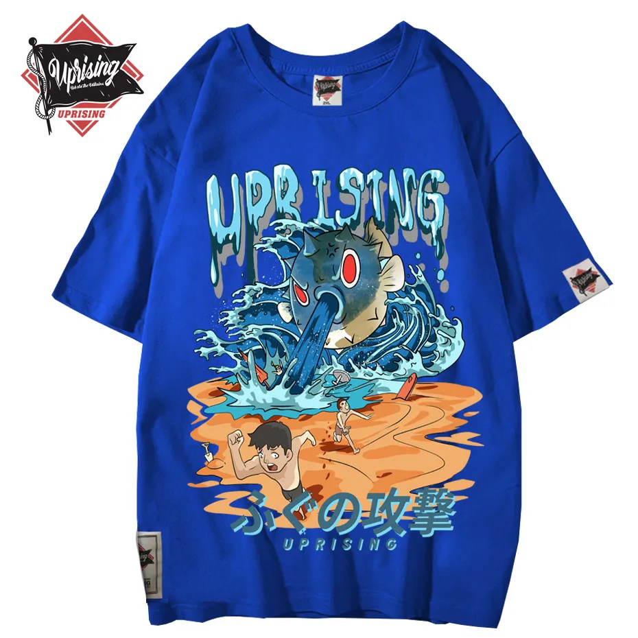 Рыба фугу рыба-кролик Хип-хоп Футболка Японский Harajuku attack Monster Уличная одежда Летние Топы Тройники Хлопчатобумажная футболка Оверсайз Изображение 1