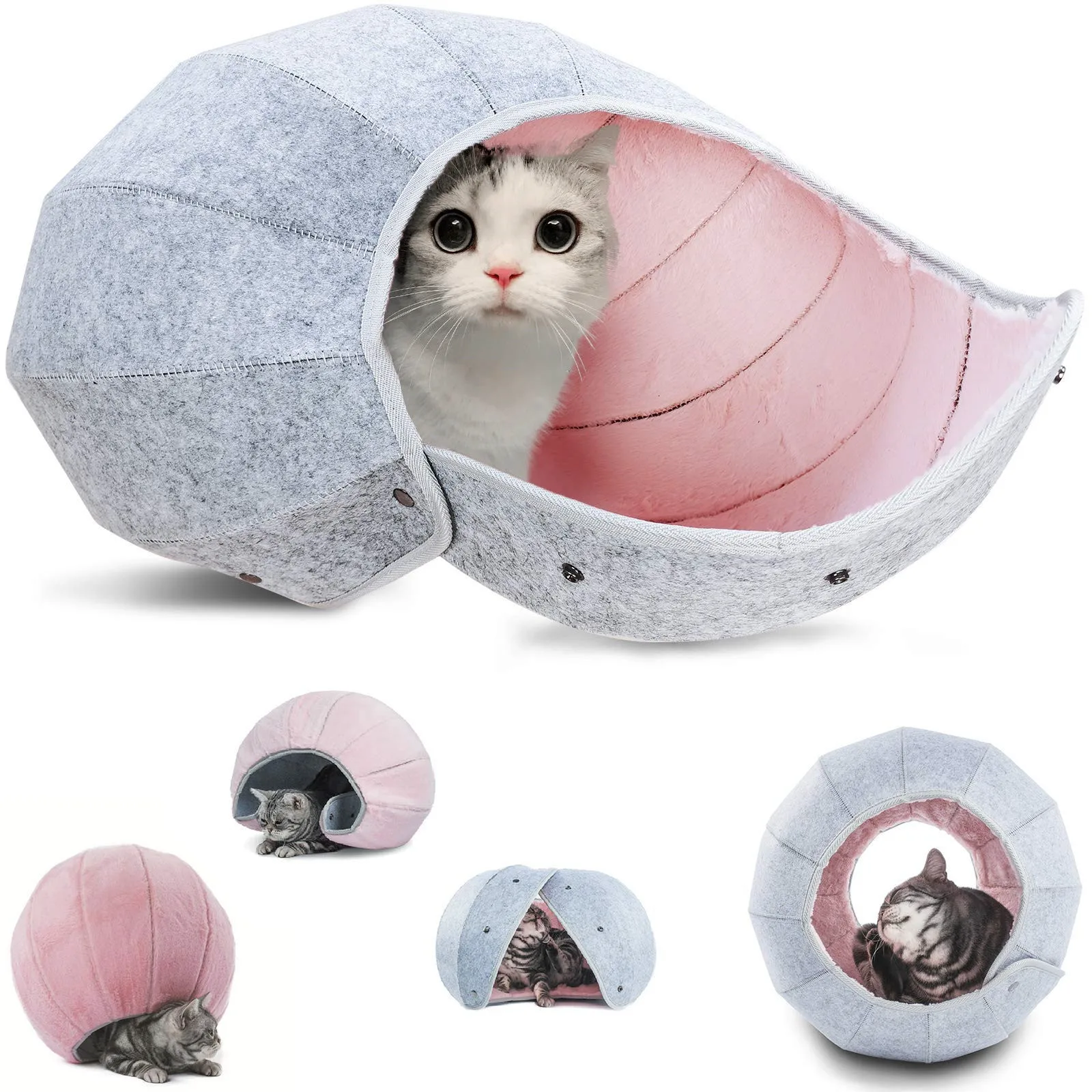 Симпатичный домик-кровать для кошек в виде ракушки в помещении для кошек, Складная Многофункциональная палатка для кошек, устойчивая к царапинам, Туннельная трубка для кошек, Игрушечная пещера для кошек, Кондоминиумы Изображение 0