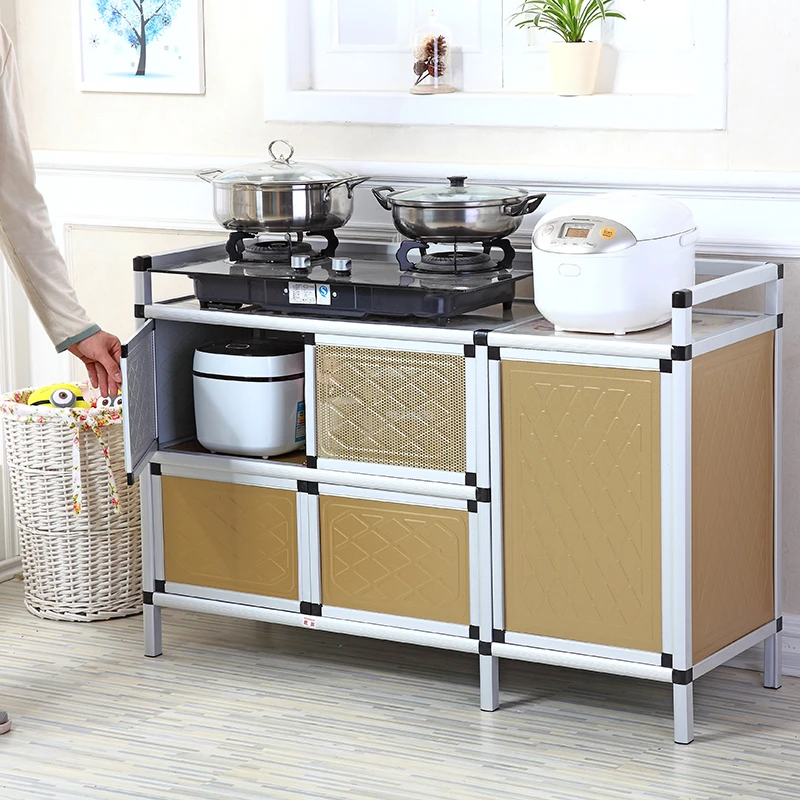 Современные кухонные шкафы из алюминиевого сплава, мебель для домашней кухни, простой кухонный шкаф для плиты, шкаф для хранения в гостиной, сервант Изображение 0