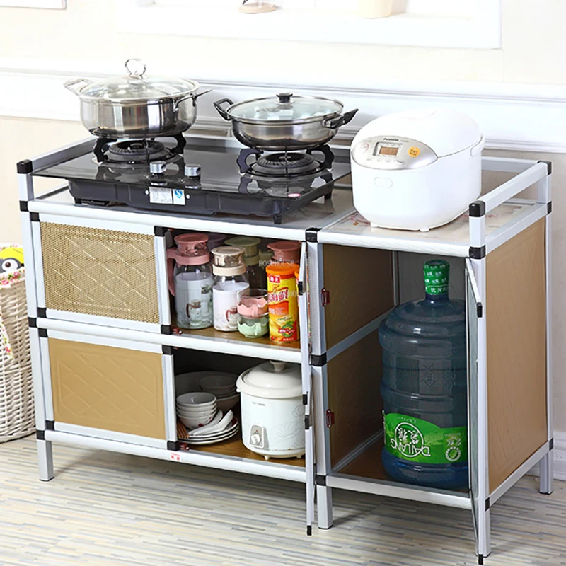 Современные кухонные шкафы из алюминиевого сплава, мебель для домашней кухни, простой кухонный шкаф для плиты, шкаф для хранения в гостиной, сервант Изображение 1
