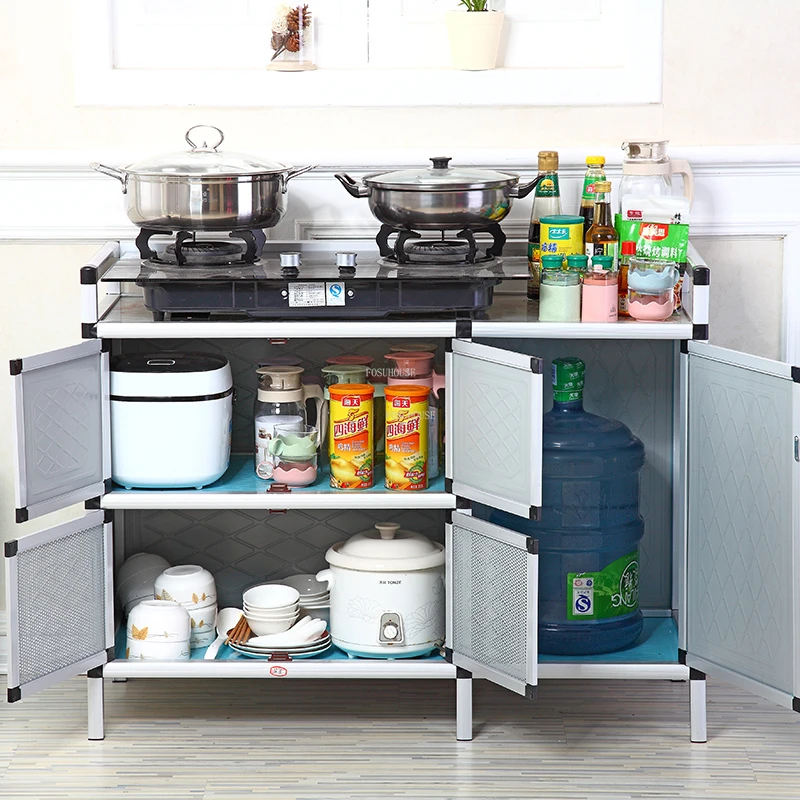 Современные кухонные шкафы из алюминиевого сплава, мебель для домашней кухни, простой кухонный шкаф для плиты, шкаф для хранения в гостиной, сервант Изображение 3