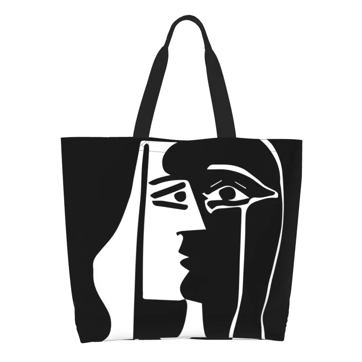 Сумка для покупок из бакалеи Pablo Picasso The Kiss, изготовленная на заказ, холщовая сумка для покупок, сумка через плечо, большая вместительная прочная сумка Изображение 0