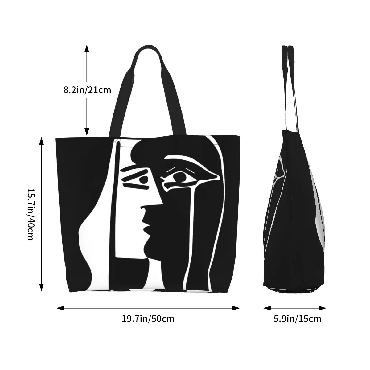 Сумка для покупок из бакалеи Pablo Picasso The Kiss, изготовленная на заказ, холщовая сумка для покупок, сумка через плечо, большая вместительная прочная сумка Изображение 4