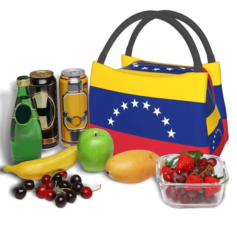 Сумки для ланча с флагом Венесуэлы, изготовленные на заказ, женские ланч-боксы-охладители с термоизоляцией для работы, сумки для хранения фруктов Pinic или путешествий. Изображение 5