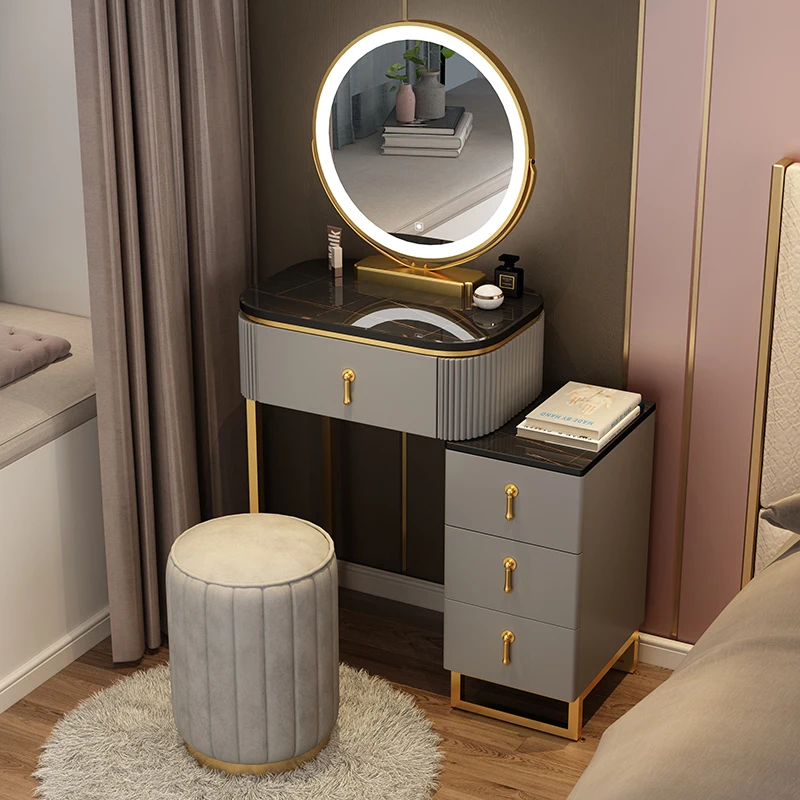 Шиферная мебель, туалетный столик для макияжа, зеркала, прикроватный шкаф для хранения вещей в спальне для девочек, встроенные минималистичные туалетные принадлежности для макияжа Изображение 1